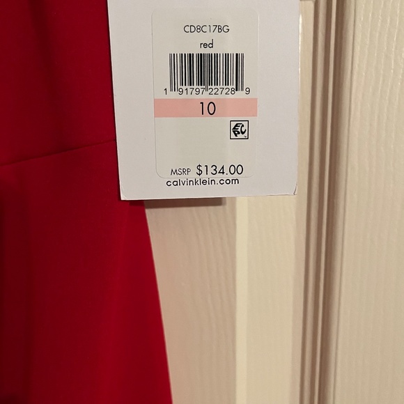 NWT CALVIN KLEIN RED STRAPLESS DRESS SIZE 10 - Picture 2 of 6